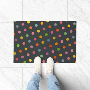  Modern and Cute Colourful Polka Dots Charcoal Gre Doormat