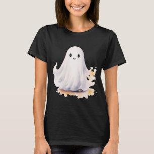 Modern and Cute Ghost Black Halloween T-Shirt