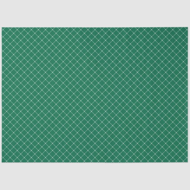 Modern And Cute Green Plaid Christmas Tissue Paper (Front)