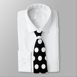 Modern and cute large black, white polka dots tie