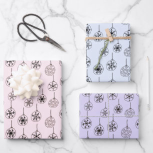 Modern and Cute Snowflake Ornaments Christmas Wrapping Paper Sheet