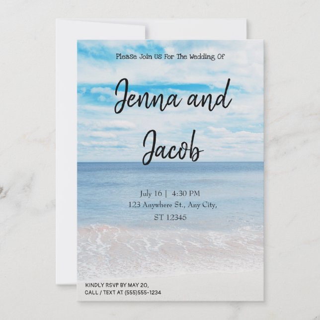 Modern and Elegant Beach Wedding Invitation (Front)