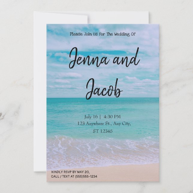 Modern and Elegant Beach Wedding Invitation (Front)