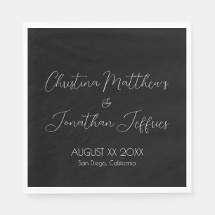 Modern and Elegant Black Wedding Napkin