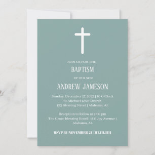 Modern and Elegant Christian Cross   Baptism Invitation