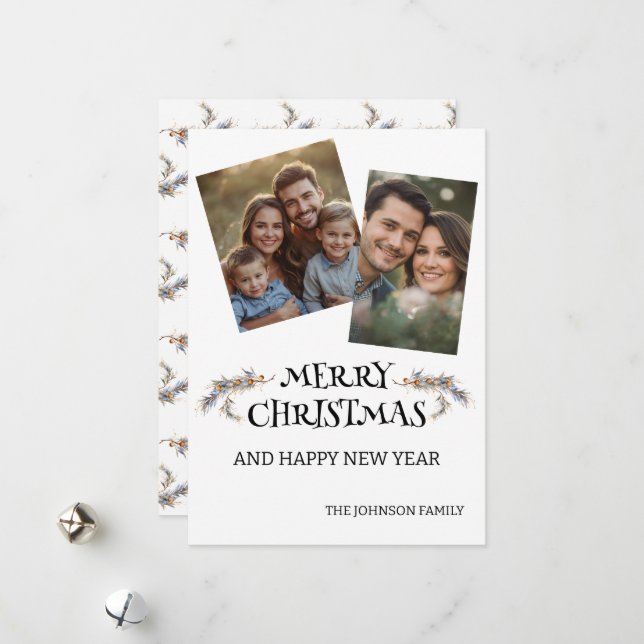 Modern and Elegant Christmas Photo Personalised  Holiday Card (Front/Back In Situ)