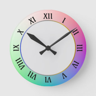 Modern and Elegant Colourful Pastel Rainbow Round Clock