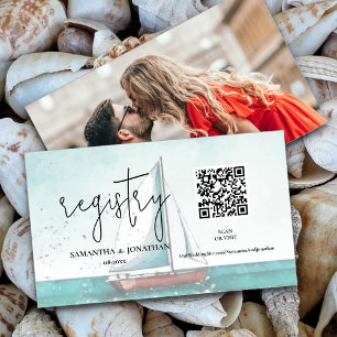 Modern and elegant cruise wedding qr code enclosure card
