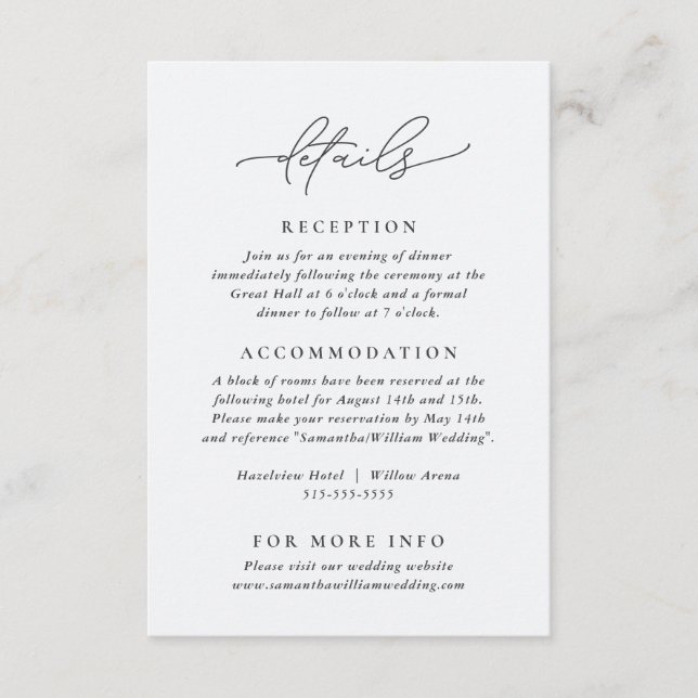 Modern and Elegant Details Enclosure Card (Front)