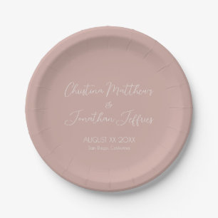 Modern and Elegant Dusty Pink Wedding Paper Plate