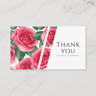Modern and elegant Floral Rose Thank You Business Card
