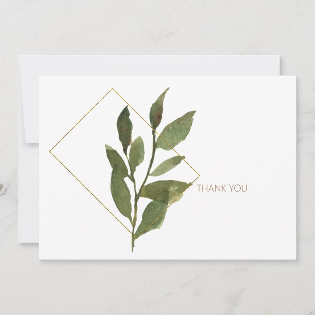 Modern and Elegant Foliage Simple Thank You Card (Front)