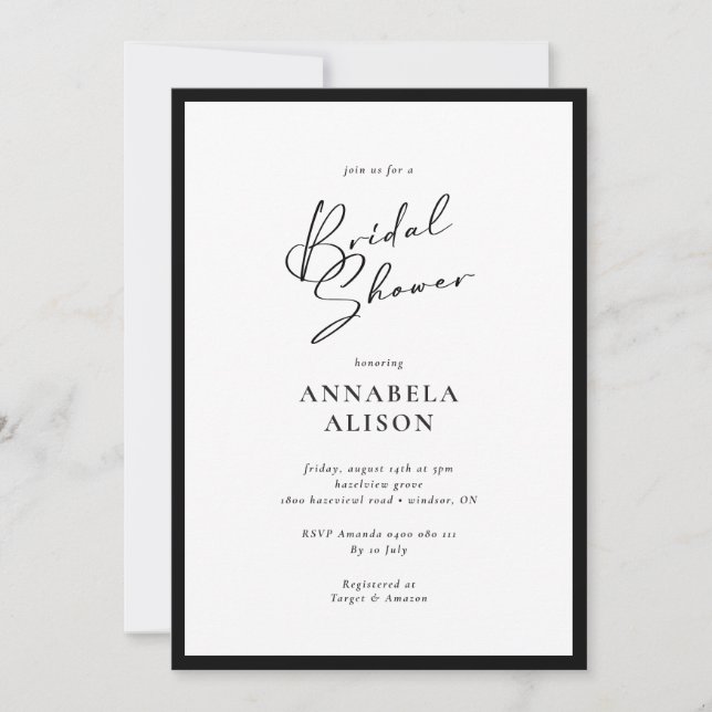 Modern and Elegant Frame Bridal Shower Invitation (Front)