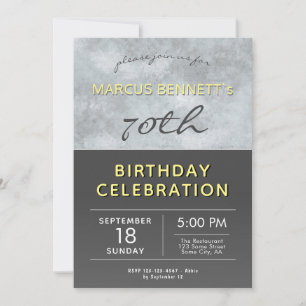 Modern and Elegant Grey Man 70th Birthday Party Invitation