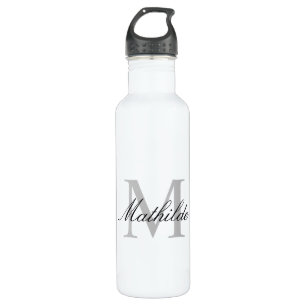 Modern and Elegant Personalised Grey Monogram 710 Ml Water Bottle