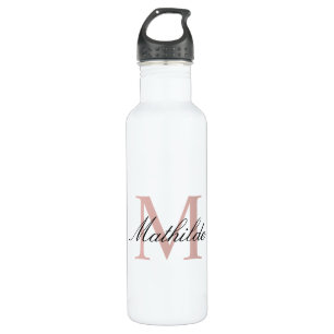 Modern and Elegant Personalised Pink Monogram  710 Ml Water Bottle