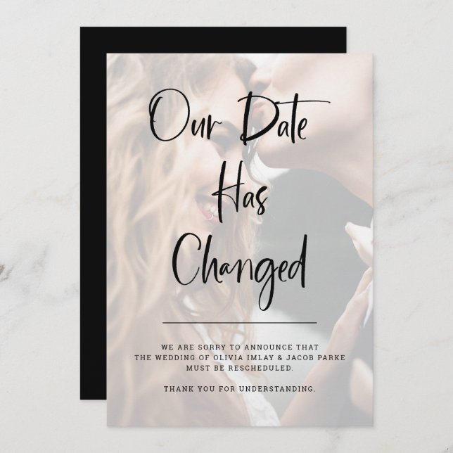 Modern and Elegant | Photo Wedding Change of Date Invitation (Front/Back)