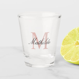 Modern and Elegant Pink Personalised Monogram Shot Glass