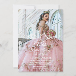 Modern and Elegant Quinceañera Photo Invitation