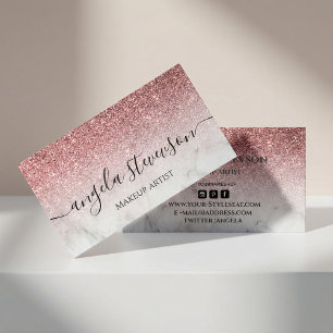 modern and elegant rose gold glitter marble business card