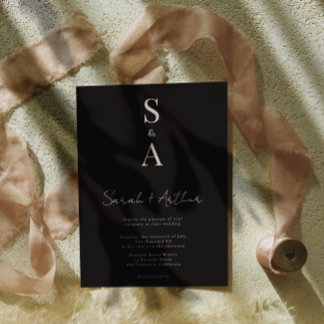 Modern and Elegant Script and Monogram Wedding Invitation