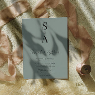 Modern and Elegant Script and Monogram Wedding Invitation