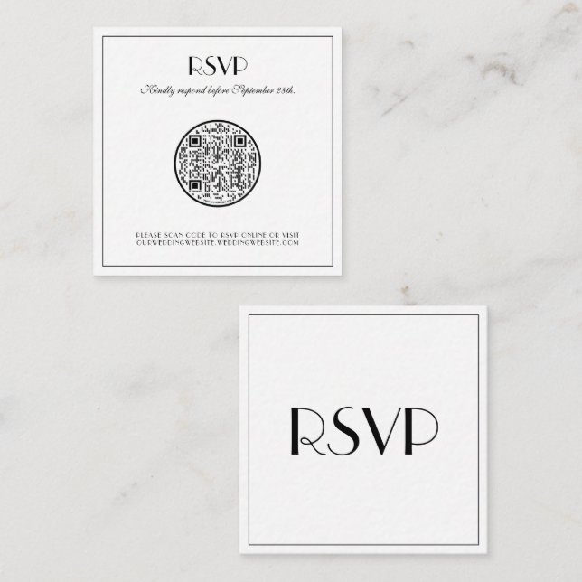 Modern and Elegant Stylish Wedding Large RSVP Note Card (Front/Back)