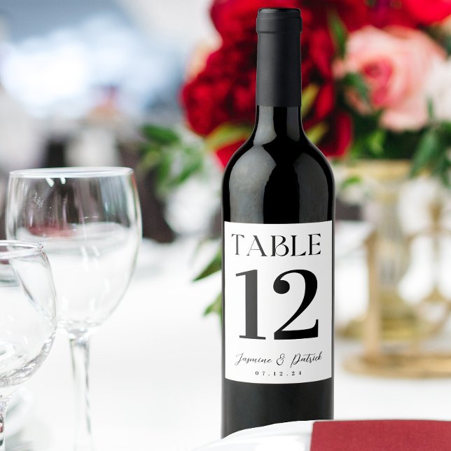 Modern and Elegant Table Number Wine Label (Creator Uploaded)