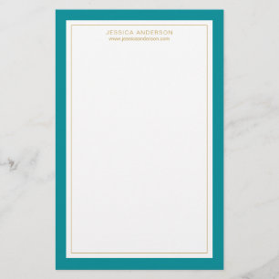 Modern And Elegant Teal And White Personalised Stationery