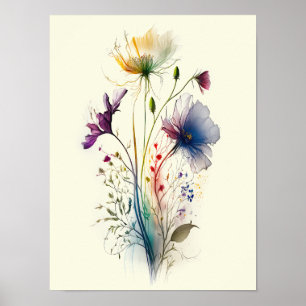 Modern and Elegant Watercolour Wildflowers Poster