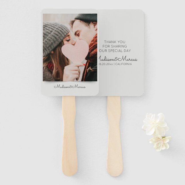 Modern and Elegant Wedding Photo Thank You Hand Fan (Front and Back)