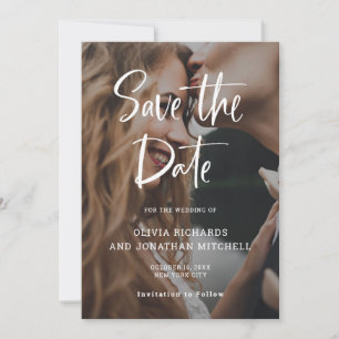 Modern and Elegant White   Custom Photo Wedding Save The Date