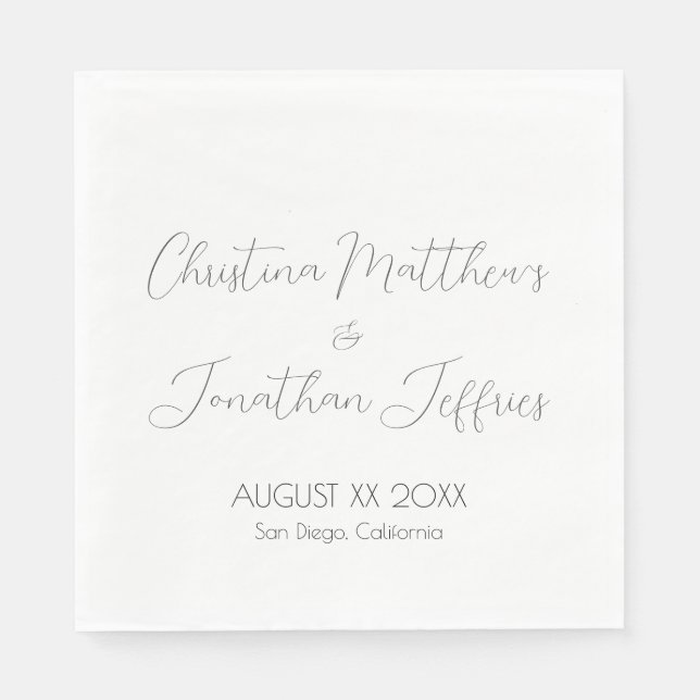 Modern and Elegant White Wedding Napkin (Front)