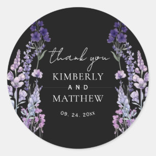 Modern and Elegant Wildflower Rustic Wedding Classic Round Sticker