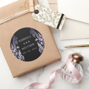 Modern and Elegant Wildflower Rustic Wedding Classic Round Sticker