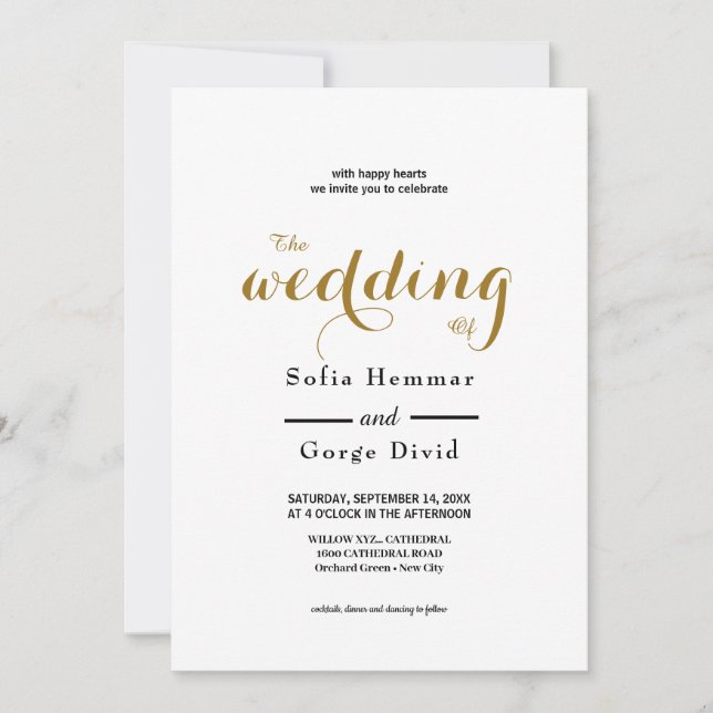Modern and elegant with calligraphic text invitation (Front)