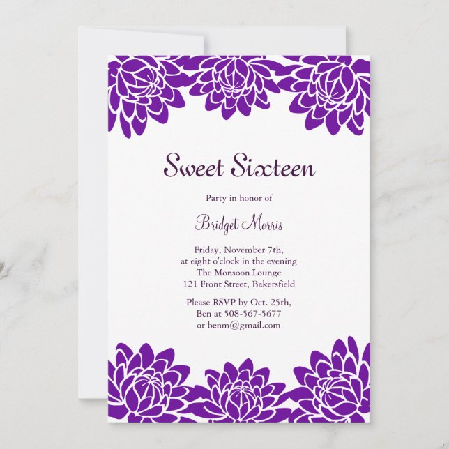 Modern and Floral Birthday Party Invitation (Front)