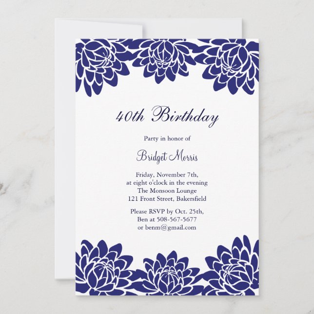 Modern and Floral Birthday Party Invitation (Front)