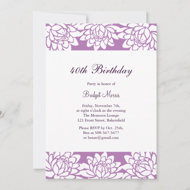 Modern and Floral Birthday Party Invitation (Front)