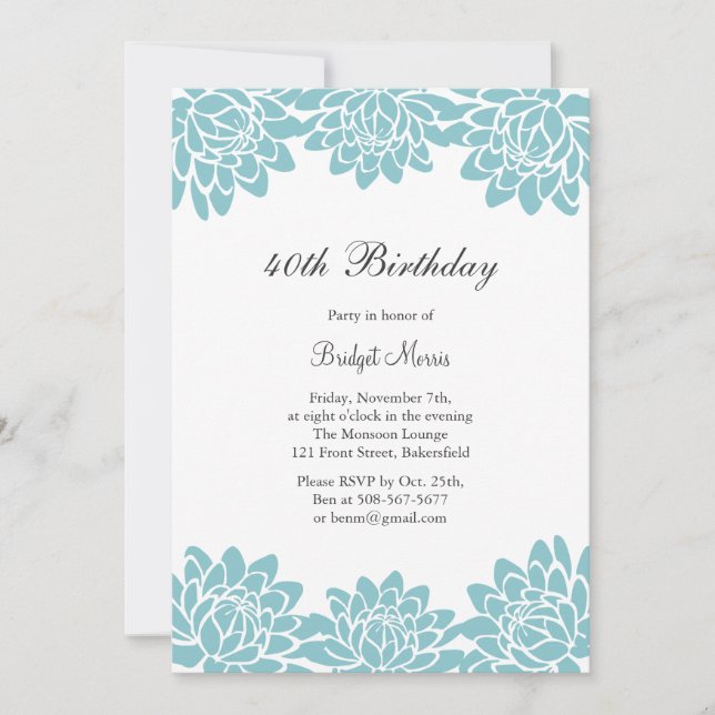 Modern and Floral Birthday Party Invitation (Front)