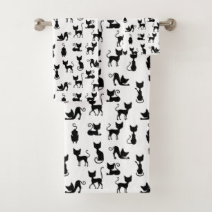 Modern and Fun Black Cat Bath Towel Set