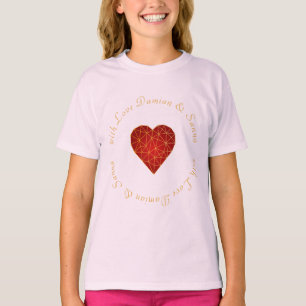 Modern and luxury geometric gold red heart love T-Shirt