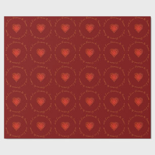Modern and luxury gold red geometric heart love wrapping paper