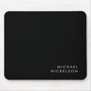 Modern and Minimal Black and White Add your Name Mouse Pad