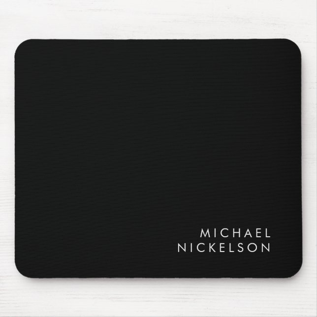 Modern and Minimal Black and White | Add your Name Mouse Pad (Front)