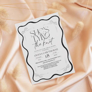 Modern and Minimal Black Bow  Bridal Shower Invitation