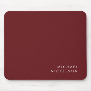 Modern and Minimal Burgundy   Add your Name Mouse Pad