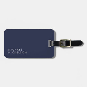 Modern and Minimal Dark Navy Blue Add your Name Luggage Tag