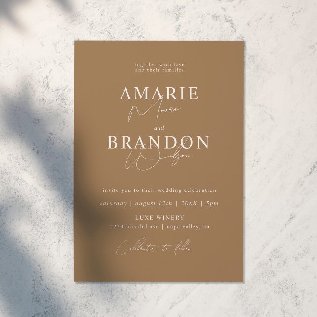 Modern and Minimal Earth Tone Wedding Invitation (Creator Uploaded)