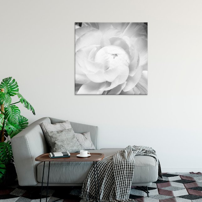 Modern and Minimal Floral Black and White Flower  Canvas Print (Creator Uploaded)